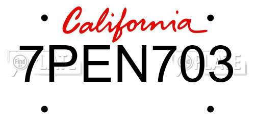 7PEN703 California License Plate