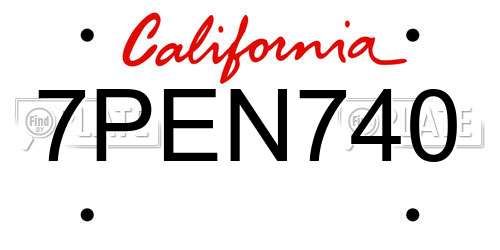 7PEN740 California License Plate