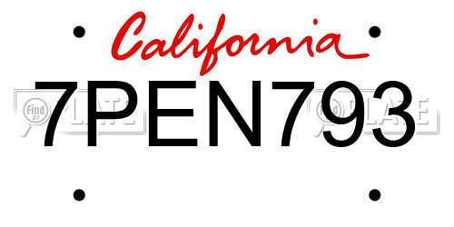 7PEN793 California License Plate