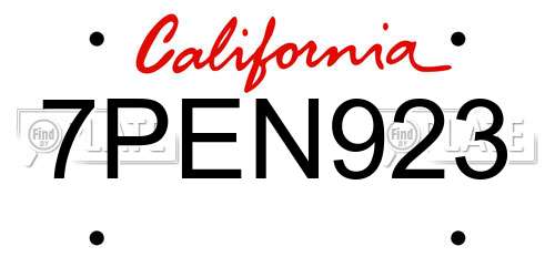 7PEN923 California License Plate