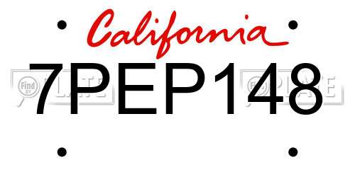 7PEP148 California License Plate
