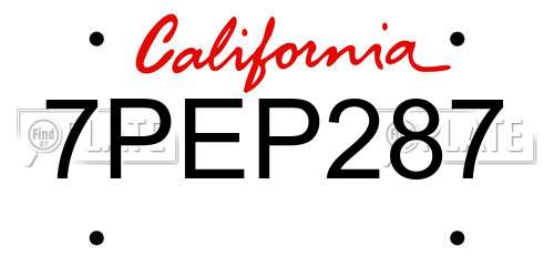 7PEP287 California License Plate