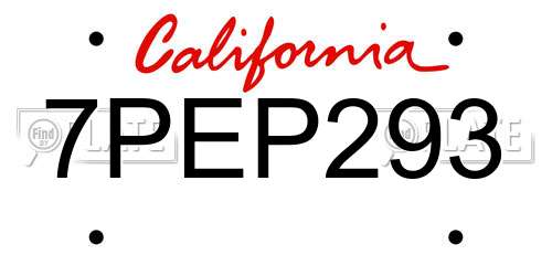 7PEP293 California License Plate