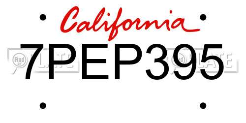 7PEP395 California License Plate