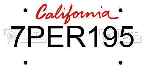 7PER195 California License Plate