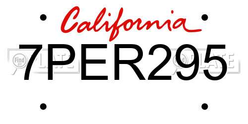 7PER295 California License Plate