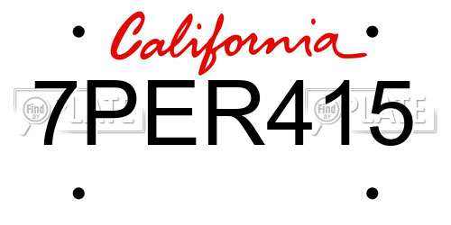 7PER415 California License Plate