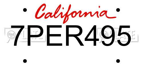 7PER495 California License Plate