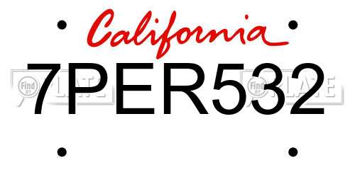 7PER532 California License Plate
