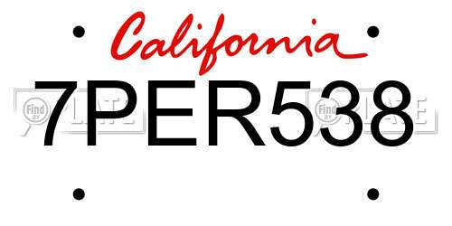7PER538 California License Plate