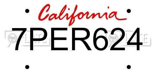 7PER624 California License Plate