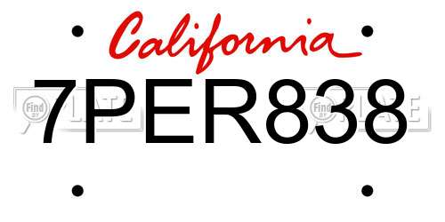 7PER838 California License Plate