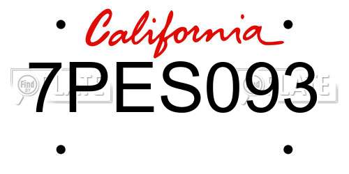 7PES093 California License Plate
