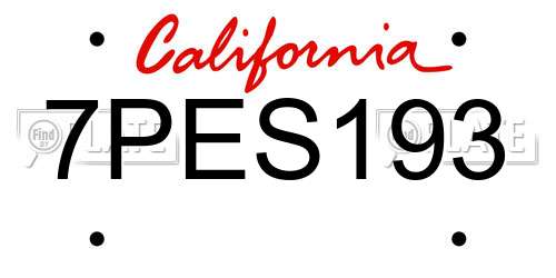7PES193 California License Plate