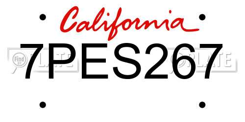 7PES267 California License Plate