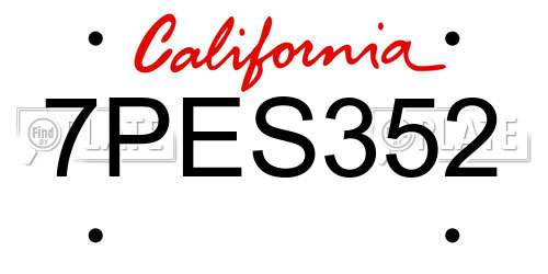 7PES352 California License Plate