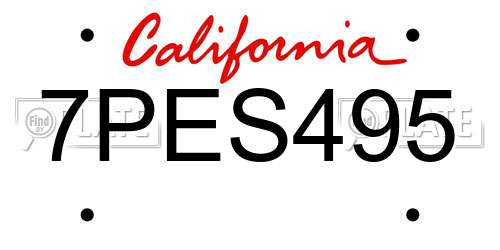 7PES495 California License Plate
