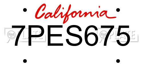 7PES675 California License Plate