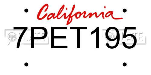 7PET195 California License Plate
