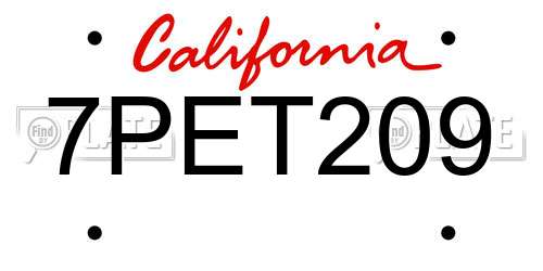7PET209 California License Plate
