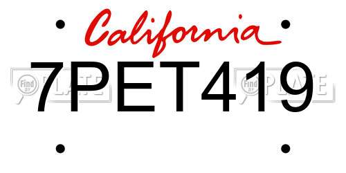 7PET419 California License Plate