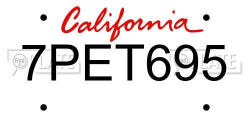 7PET695 California License Plate