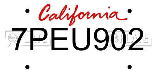 7PEU902 California License Plate