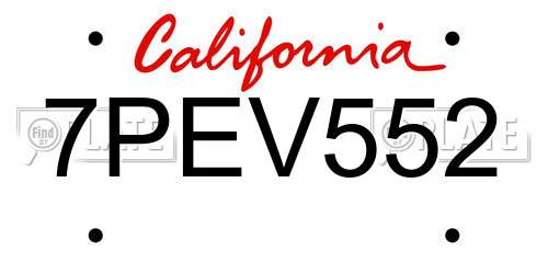 7PEV552 California License Plate