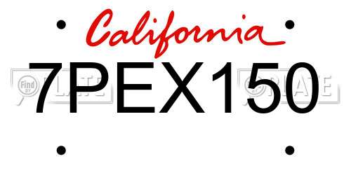 7PEX150 California License Plate