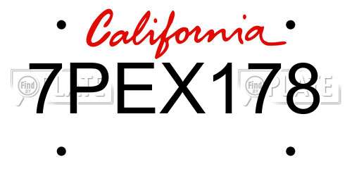 7PEX178 California License Plate