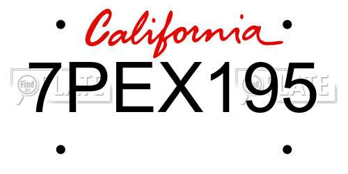 7PEX195 California License Plate