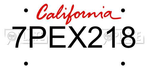 7PEX218 California License Plate
