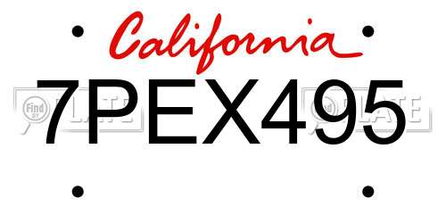 7PEX495 California License Plate