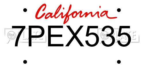 7PEX535 California License Plate