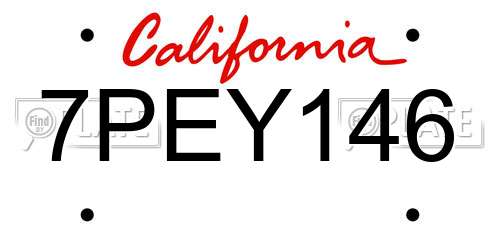 7PEY146 California License Plate