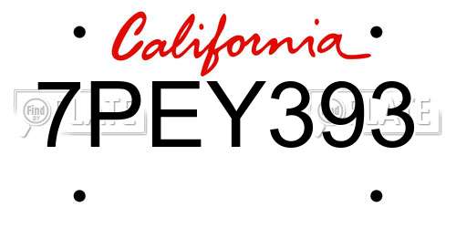 7PEY393 California License Plate