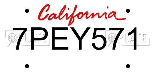 7PEY571 California License Plate