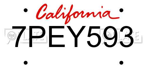 7PEY593 California License Plate