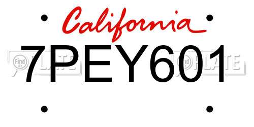 7PEY601 California License Plate
