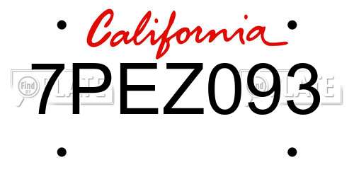 7PEZ093 California License Plate