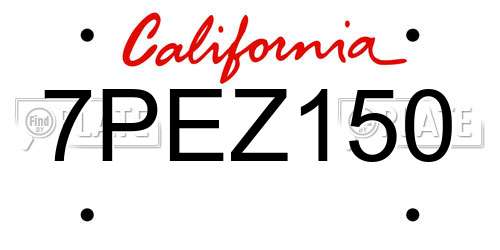 7PEZ150 California License Plate
