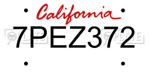 7PEZ372 California License Plate