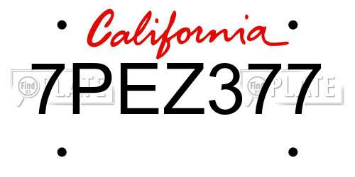 7PEZ377 California License Plate