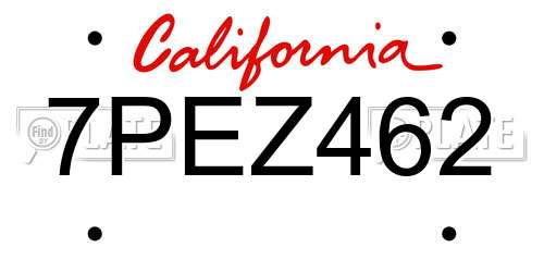 7PEZ462 California License Plate