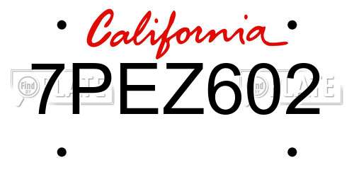7PEZ602 California License Plate