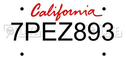 7PEZ893 California License Plate