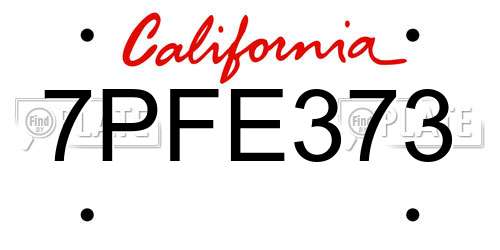 7PFE373 California License Plate