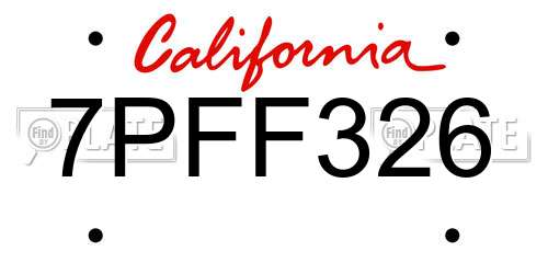 7PFF326 California License Plate