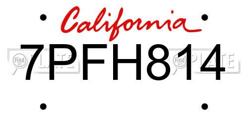 7PFH814 California License Plate