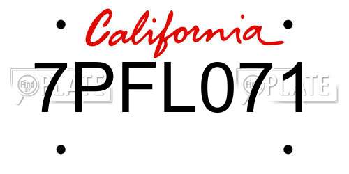 7PFL071 California License Plate